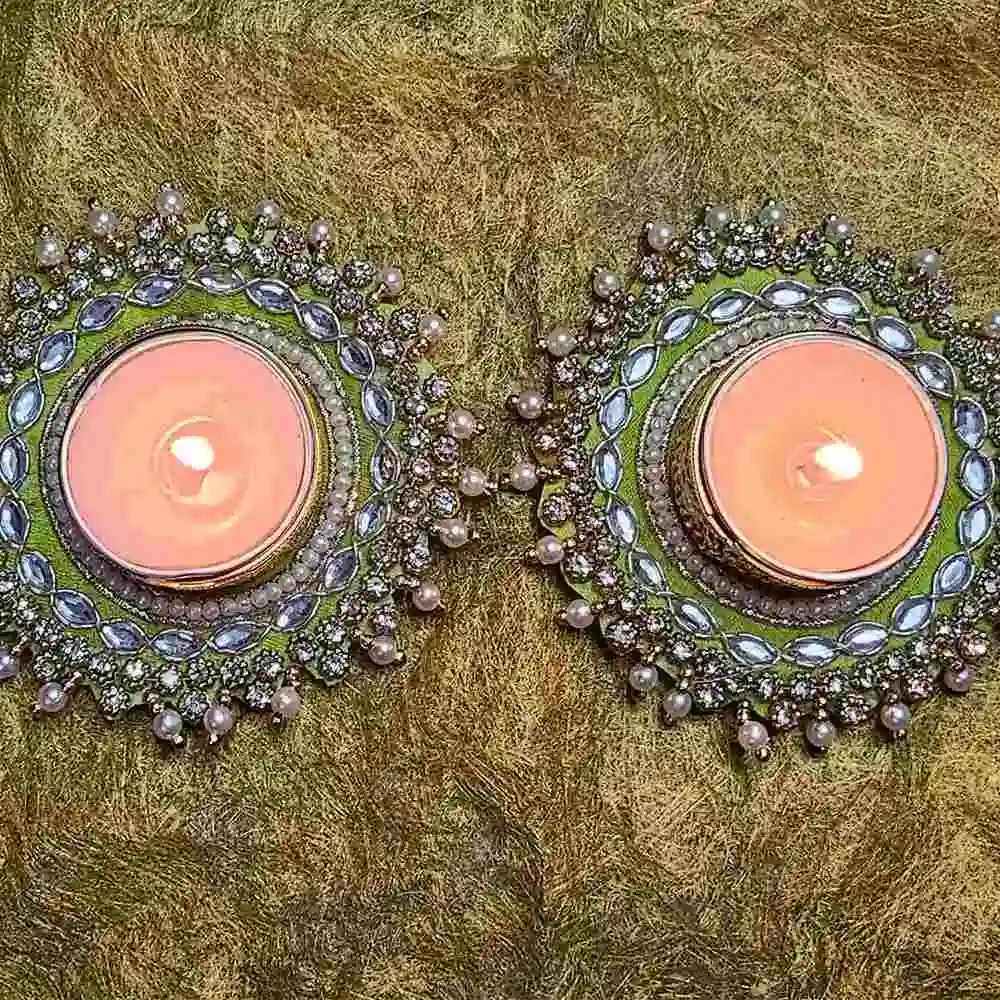Polki T-Light Holder Set Perfect for Diwali Celebration